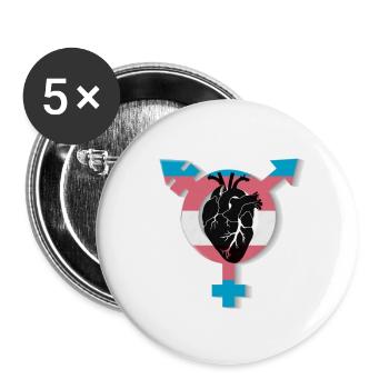 Trans Heart - Buttons large 2.2'' (5-pack) - white