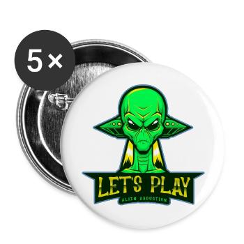Let's Play Alien Abuduction UFO Logo - Buttons large 2.2'' (5-pack) - white
