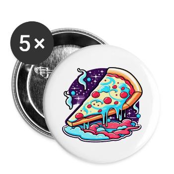 Pizza Slice Illustration - Buttons large 2.2'' (5-pack) - white