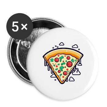 Pizza Slice Illustration - Buttons large 2.2'' (5-pack) - white