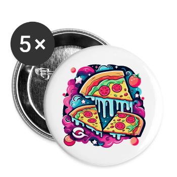 Pizza Slice Illustration - Buttons large 2.2'' (5-pack) - white