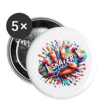 Skater Girls - Buttons large 2.2'' (5-pack) - white