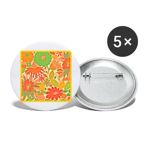 Vibrant Blossom Elegance Pattern - Buttons large 2.2'' (5-pack)