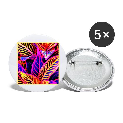 Glowing Neon Leaves Pattern - Buttons large 2.2'' (5-pack)