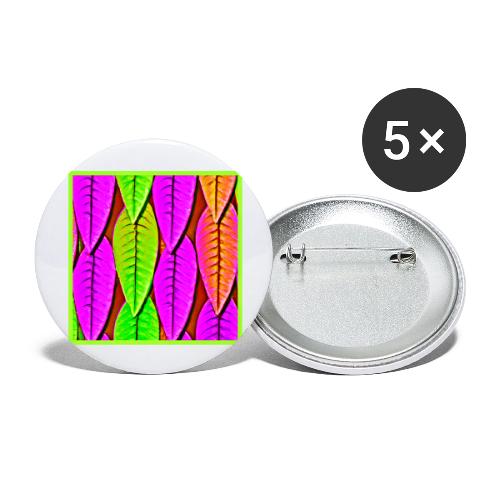 Vivid Neon Leaves Pattern - Buttons large 2.2'' (5-pack)