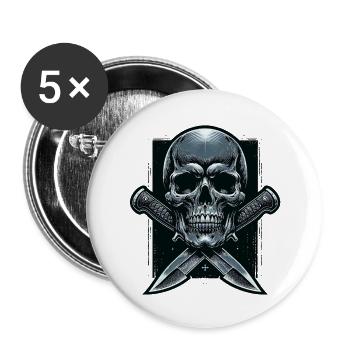 Stealth Strike: Skull and Crossed Daggers - Buttons large 2.2'' (5-pack) - white