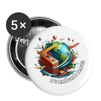 TRAVELING #3 / TRAVEL - Buttons large 2.2'' (5-pack) - white