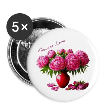 Flowers Love - Buttons large 2.2'' (5-pack) - white