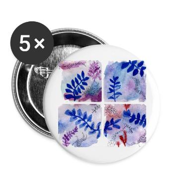 Blue Botanical - Buttons large 2.2'' (5-pack) - white