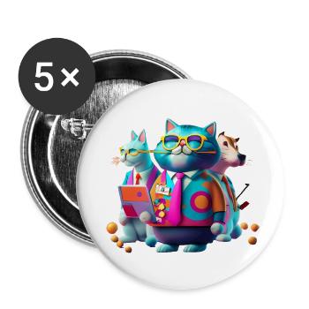 Business Cat in Creative Brainstorming Session - Buttons large 2.2'' (5-pack) - white