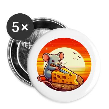 Sunset Cheese Cutting Mouse - Buttons large 2.2'' (5-pack) - white