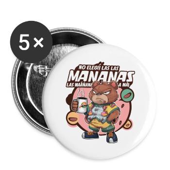 "Grumpy Bear Morning Brew" 🐻☕️ - Buttons large 2.2'' (5-pack) - white