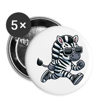Athletic Zebra Jogging Marathon - Buttons large 2.2'' (5-pack) - white