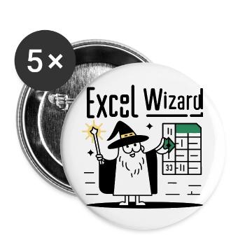 excel wizad funny accountant, bookkeeper and audit - Buttons large 2.2'' (5-pack) - white