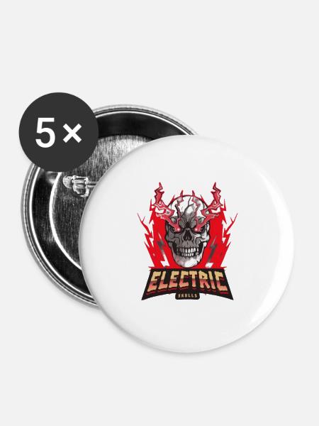 Electric skulls - Buttons large 2.2'' (5-pack) - white