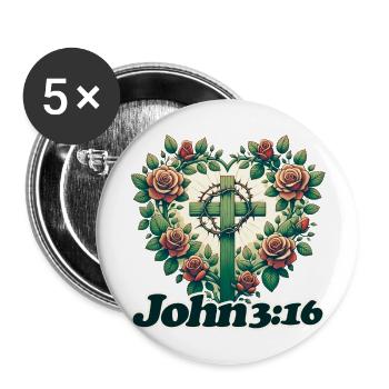 John 3:16 - Buttons large 2.2'' (5-pack) - white