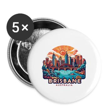 Brisbane Queensland Australia BRI QLD AUS - Buttons large 2.2'' (5-pack) - white