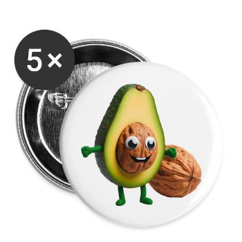 Avocado with walnut seed - Buttons large 2.2'' (5-pack) - white