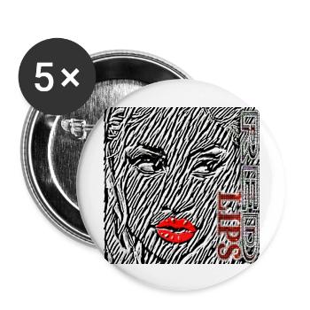 RED LIPS - Buttons large 2.2'' (5-pack) - white