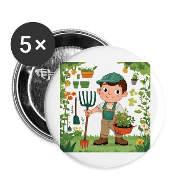 Garden boy in the garden - Buttons large 2.2'' (5-pack) - white