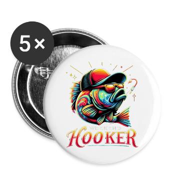 Weekend Hooker - Buttons large 2.2'' (5-pack) - white