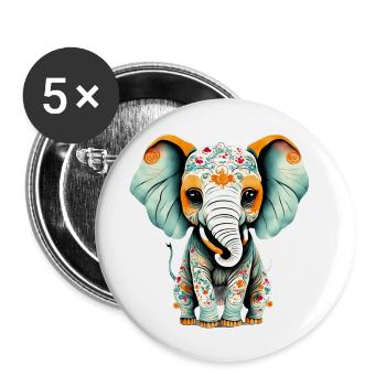 Decorative little elephant. - Buttons large 2.2'' (5-pack) - white