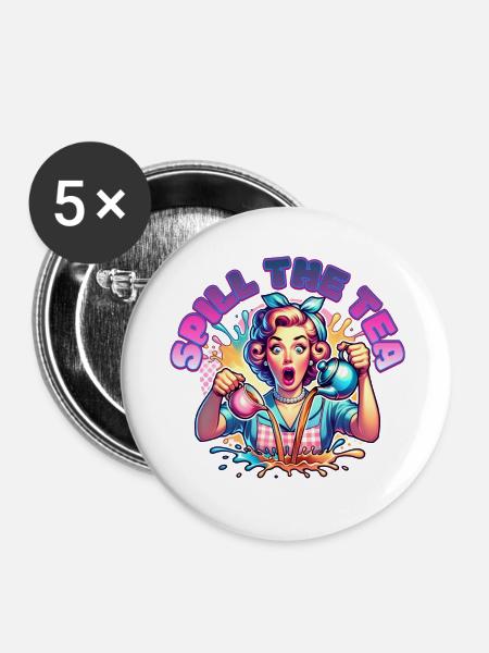 Spill The Tea - Buttons large 2.2'' (5-pack) - white