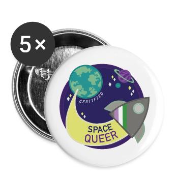 Space Queer - Buttons large 2.2'' (5-pack) - white