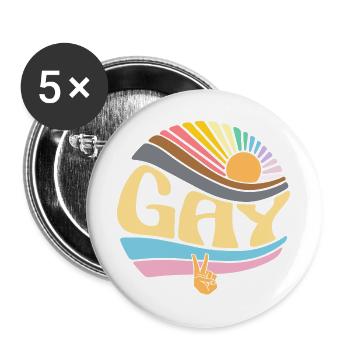 Vintage Gay Lesbian Pride Month - Groovy LGBT - Buttons large 2.2'' (5-pack) - white