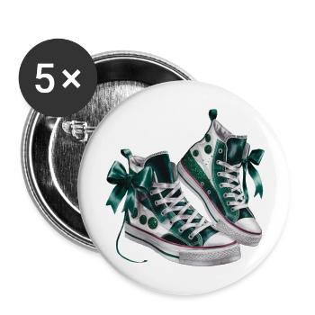 Stylish Dark Green and White High-Top Sneakers - Buttons large 2.2'' (5-pack) - white