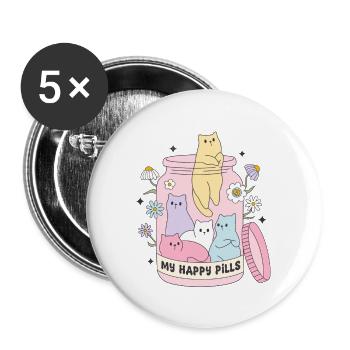 My Happy Pills - Buttons large 2.2'' (5-pack) - white