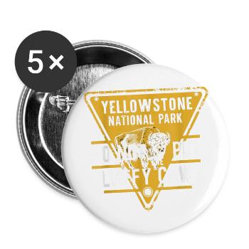 Do Not Pet The Fluffy Cows Yellowstone National Pa - Buttons large 2.2'' (5-pack) - white