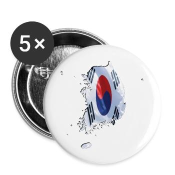 South Korea Flag in South Korea Map - Buttons large 2.2'' (5-pack) - white