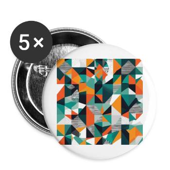 Minimalist Geometric Design with Depth Illusion - Buttons large 2.2'' (5-pack) - white