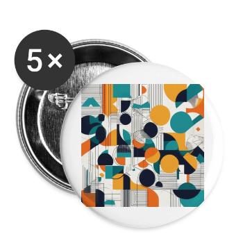 Minimalist Geometric Design with Depth Illusion - Buttons large 2.2'' (5-pack) - white