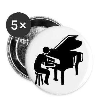 Grand Piano Silhouette Instrument Classical Music - Buttons large 2.2'' (5-pack) - white