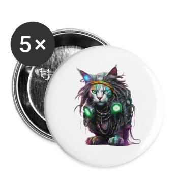 Futuristic Rasta Feline - Buttons large 2.2'' (5-pack) - white
