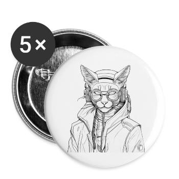 Futuristic Rasta Cat - Buttons large 2.2'' (5-pack) - white