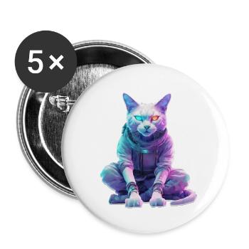 Futuristic Cyberpunk Cat - Buttons large 2.2'' (5-pack) - white