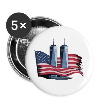 T-Shirt "Never Forgotten - 9/11 Tribute" - Buttons large 2.2'' (5-pack) - white