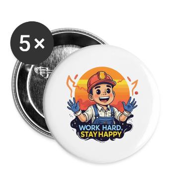 Work Hard Stay Happy - Buttons large 2.2'' (5-pack) - white
