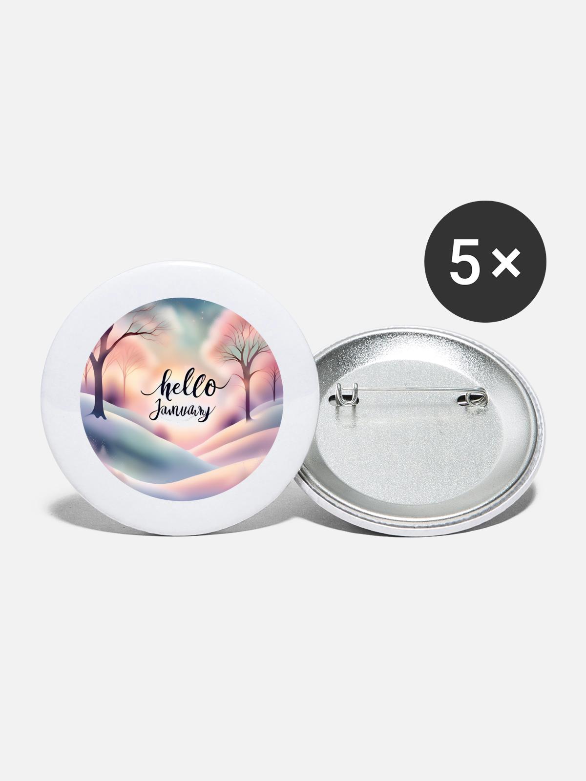 Hello January - Buttons large 2.2'' (5-pack) - white