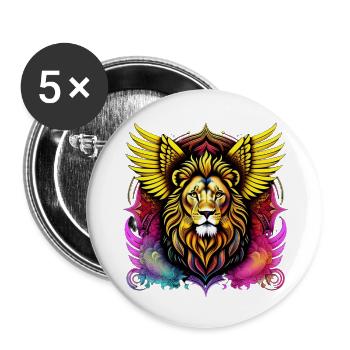 Colored Lion - Buttons large 2.2'' (5-pack) - white