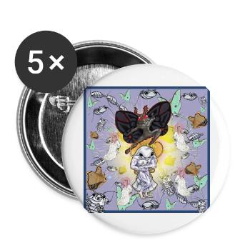 Mothman & Isobod - Buttons large 2.2'' (5-pack) - white