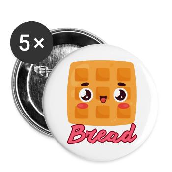 Cute Bread - Buttons large 2.2'' (5-pack) - white
