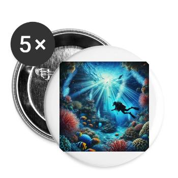 Dive into Adventure: Explore the Depths - Buttons large 2.2'' (5-pack) - white