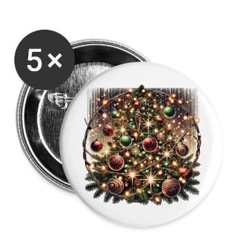 Sparkling Christmas Lights on Pine Tree - Buttons large 2.2'' (5-pack) - white