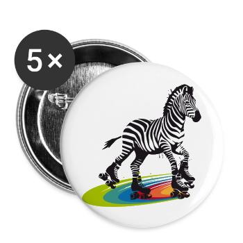 Roller Skating Zebra in Stencil Style - Buttons large 2.2'' (5-pack) - white