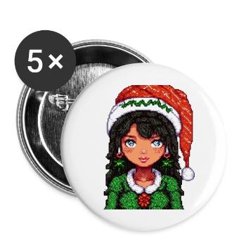 Christmas girl #2 - Buttons large 2.2'' (5-pack) - white