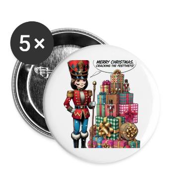 Nutcracker Christmas Cheer - Buttons large 2.2'' (5-pack) - white